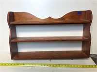 Cherry Finish Wood Shelf w/ Key Hooks