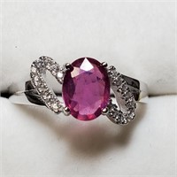 Silver Ruby CZ Ring