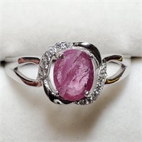 Silver Ruby(1.5ct) CZ Ring