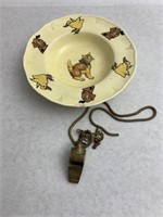 Vintage children’s bowl and whistle