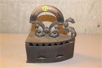 Vintage Charcoal Sad Iron with Dragon Head Motif