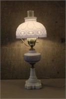 Electric Antique Style Lamp with Milk Glass Base