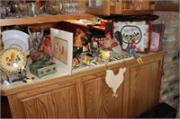 One Large Lot of Rooster & Chicken Related Items