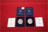 Lot of 2 One ounce silver circulated coins