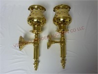 Set of Brass Wall Sconce Candle Holders