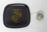 USMC Couroc Tray & Eiffel Tower Paperweight