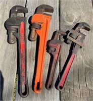 4 Pipe Wrenches 8" to 14"