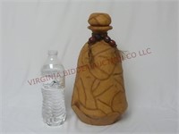 Leather Wrapped Bottle Decanter w Stopper ~ 12"