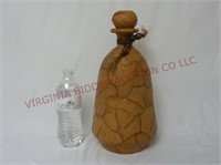 Leather Wrapped Bottle Decanter w Stopper ~ 14"