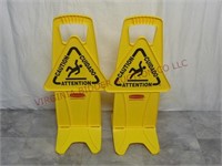 Rubbermaid Caution Wet Floor Signs ~ Lot of 2