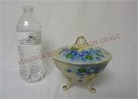 Vintage Lefton Forget Me Not Footed Candy Dish