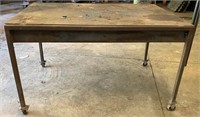 Steel Shop Table on Rollers