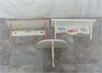 Painted Wood Wall Hanging Shelves ~ Lot of 3