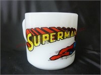 1970's Superman DC Comics Milk Glass Mug