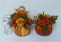 Pumpkin Faux Flower Centerpieces ~ Set of 2