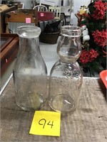 Vintage glass milk jars