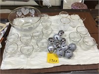 Glass punch bowl set