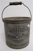 Vintage galvanized Mohawk floating minnow pail.