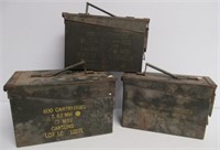 (3) Assorted metal ammo boxes.