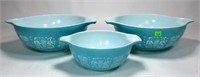 3 Pyrex Bowls with Handles, Blue Dutch Design, 2 -
