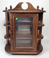 Miniature China Cabinet, flat front, side shelves,