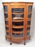 Oak Curved Front & Ends China Cabinet, animal claw