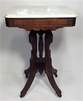 Marble Top Table, white marble has cut corners,