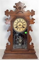 Ansonia Shelf Clock, 6" brass works, nickel plate