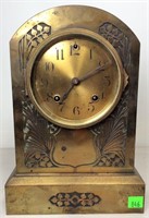 Brass Ansonia Shelf Clock, round top, chased case,