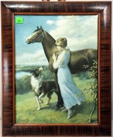 Veneered Mahogany Frame - Horse Print -