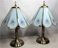Pr Frosted Shade Lamps - new, 14" dia shade, 22"T,
