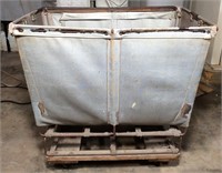 Canvas Laundry Cart, wooden base, on wheels, 21"x