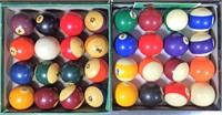 2 Sets Pool Balls, made in Belgium - 2.25"