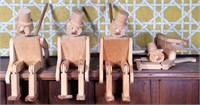 4 Wooden Jointed Toys - 10"T
