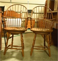 Lot #3018 - Pair of Windsor stools with revolving