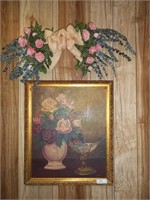Framed Art With Floral Accent