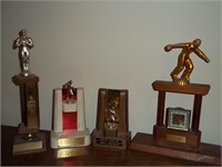 Vintage Bowling Trophies-One is from 1961 W/ Clock