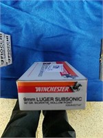 1-50ct Box of Winchester Subsonic 9mm Luger