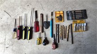 Misc. screwdrivers, drill bits, wrenches and more