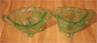 Green Depression Glass Creamer & Sugar (2pc)