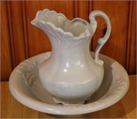 Art Pottery Pitcher & Bowl Set - 2pc as is