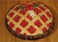 Cherry Pie Ceramic Plate Holder - as is