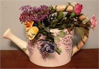 Ceramic Watering Pot w/Ceramic Flowers