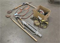 Assorted Tie-Down Straps, Post Driver, Spade,