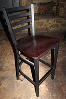 Bar Height Chairs, Metal Frame, Wood Seat & Back