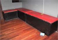 (3) Wood Benches w/Red Vinyl Seats;