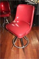 Bar Height Chairs, Metal w/Red Vinyl Back & Seats