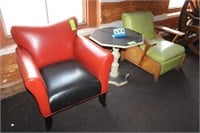 (2) Vinyl Chairs w/Arms, (1) Table