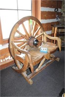 Rustic Wood Wagon Wheel Bench,