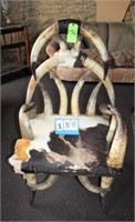 Rustic Cow-Horn Chair w/Cowhide Seat